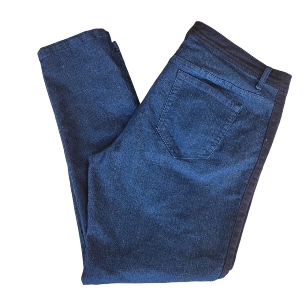 Miss Tina Blue & Black Tuxedo Denim Jeans Size 16 Petite‎